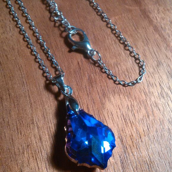 Magic Color Crystal Baroque Brass Pendant Stainless Steel Necklace - Picture 3 of 15